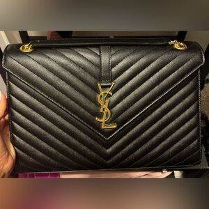 Saint Laurent Black Quilted Large Envelope Bag